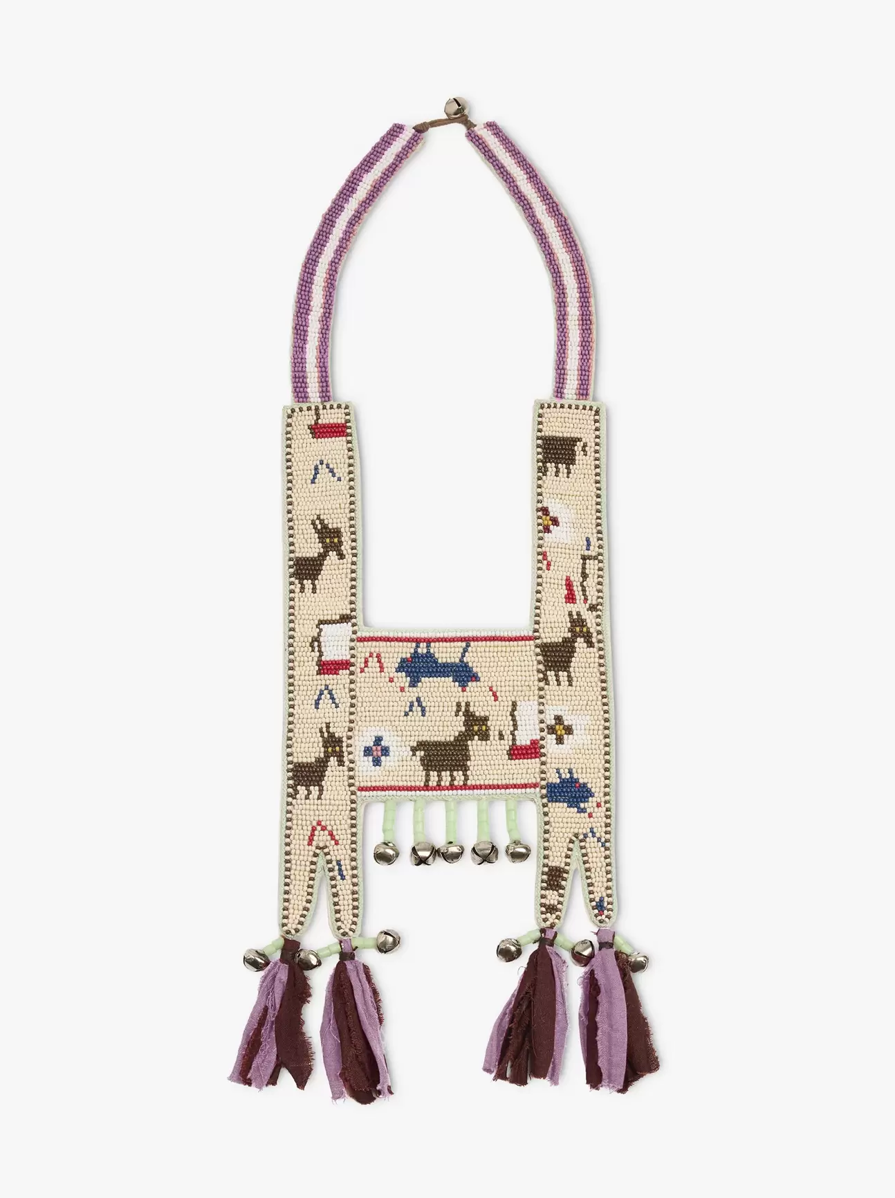 Collar Con Abalorios De Vidrio Y Cascabeles