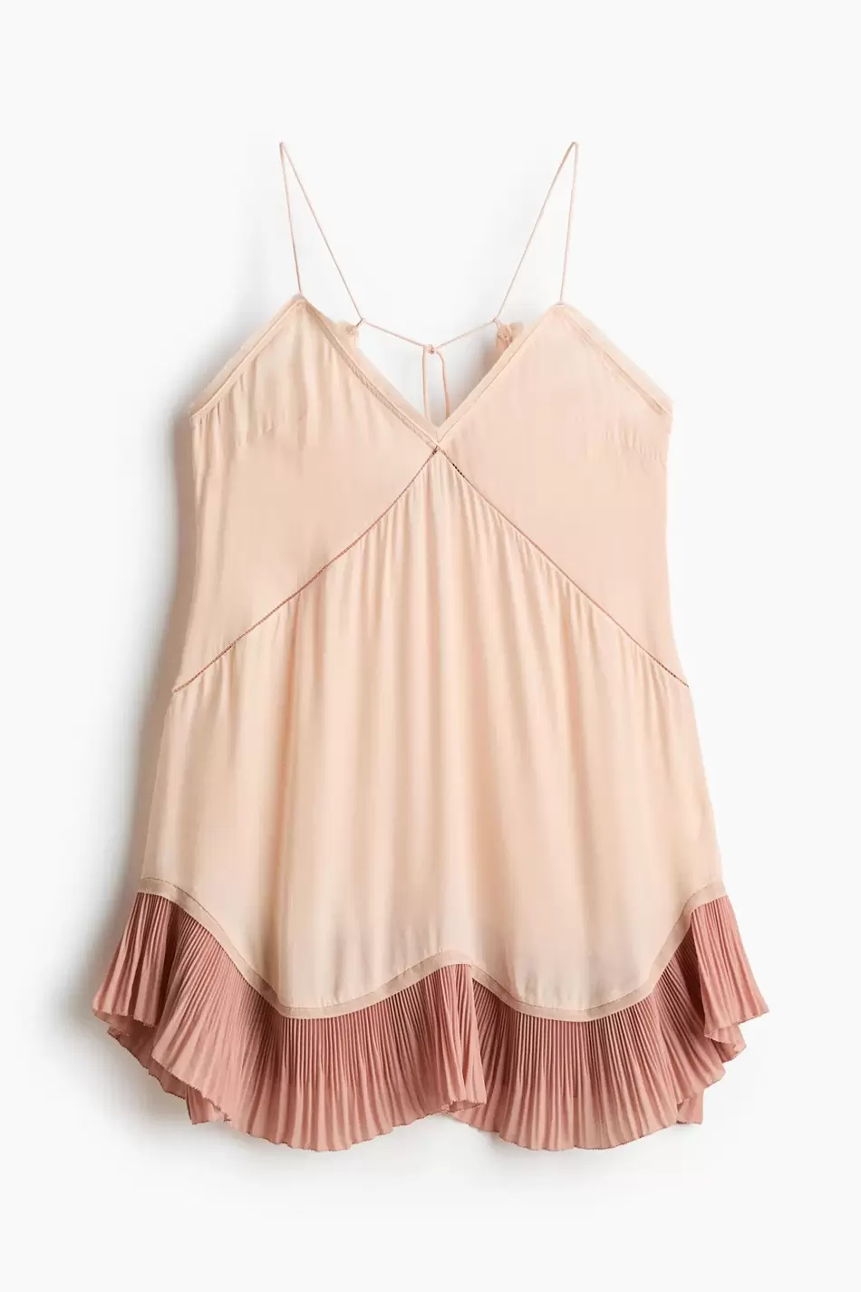 Vestido lencero con ribetes de encaje