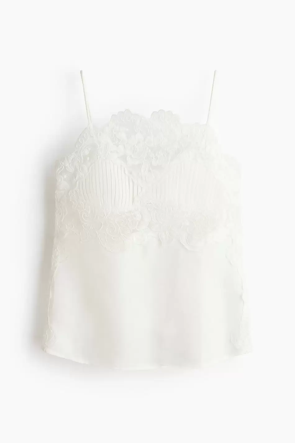 Top en mezcla de lino con detalles de encaje