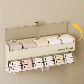 Organizador De Ropa Interior Calcetines Maquillaje Accesorios Multiusos 16.5x40x9cm Crema
