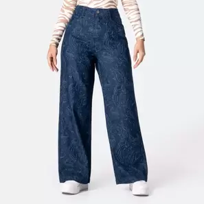 Pantalon Jean Laser Print Meritt Wide Leg