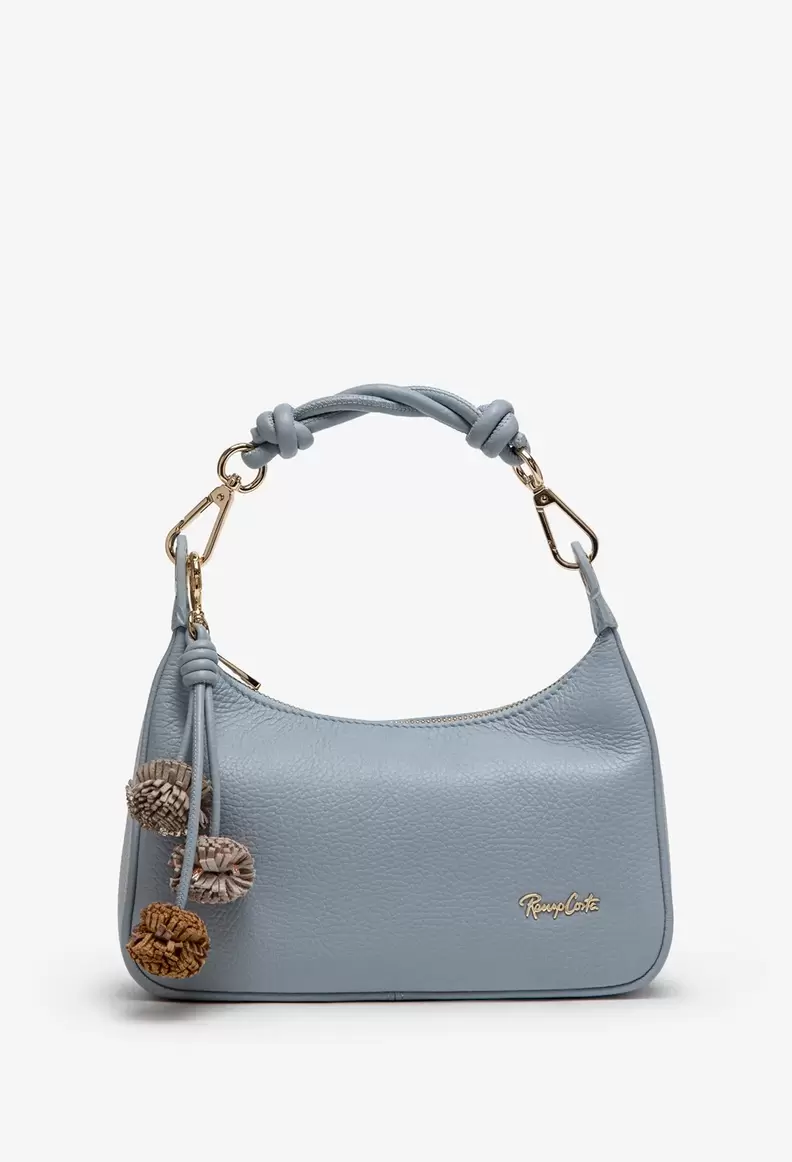 CARTERA DE CUERO NEW POMPON MIDI