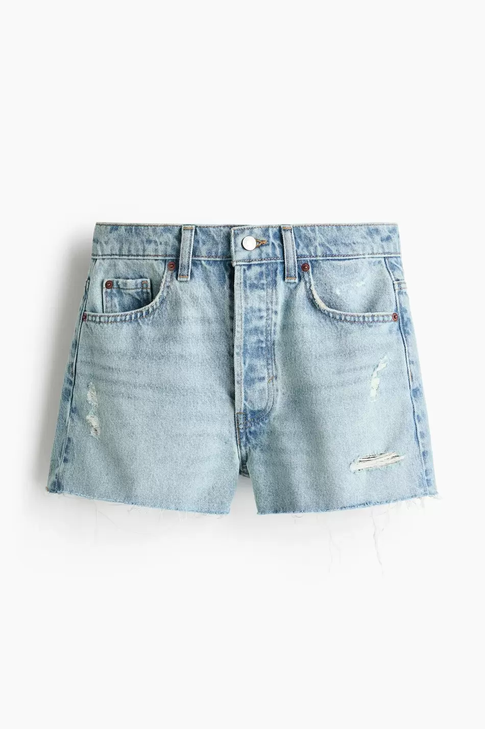 Short denim con bajo deshilachado