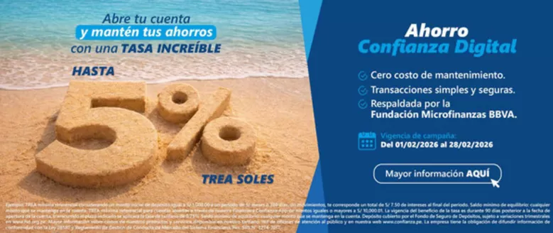 Catálogo Financiera Confianza | Hasta 5%trea soles | 2026-02-09T00:00:00.000Z - 2026-02-28T00:00:00.000Z