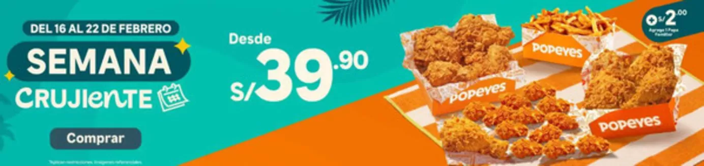 Catálogo Popeyes en Lima | Semana Crujiente | 2026-02-19T00:00:00.000Z - 2026-02-22T00:00:00.000Z