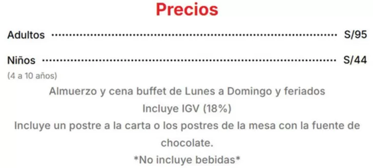 Catálogo La Bistecca en Matucana | Menu  | 2026-03-13T00:00:00.000Z - 2027-01-31T00:00:00.000Z