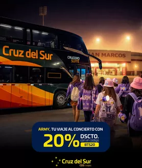 Catálogo Cruz Del Sur en Huánuco | Army tu viaje al cocierto con 20%dscto | 2026-04-15T00:00:00.000Z - 2026-05-09T00:00:00.000Z