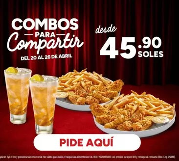 Catálogo TGI Friday's | Combos para compartir | 2026-04-21T00:00:00.000Z - 2026-04-26T00:00:00.000Z