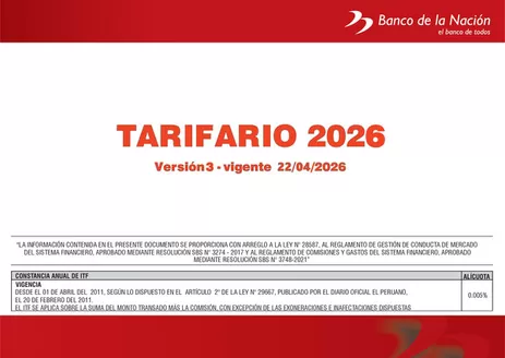 Catálogo Banco de la Nación en Chulucanas | Tarifario  | 2026-04-24T00:00:00.000Z - 2026-12-31T00:00:00.000Z