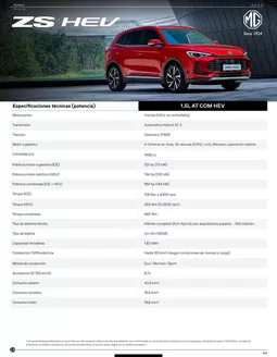 Catálogo MG en Huánuco | FICHAS TECNICAS ZS HEV | 2026-01-01T00:00:00.000Z - 2026-12-31T00:00:00.000Z