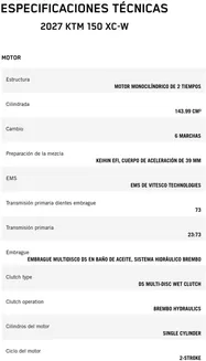 Catálogo KTM | 2027 ktm 150 xc w | 2026-06-12T00:00:00.000Z - 2026-06-26T00:00:00.000Z