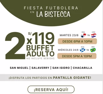 Catálogo La Bistecca | Fiesta del futbolera | 2026-06-22T00:00:00.000Z - 2026-06-24T00:00:00.000Z