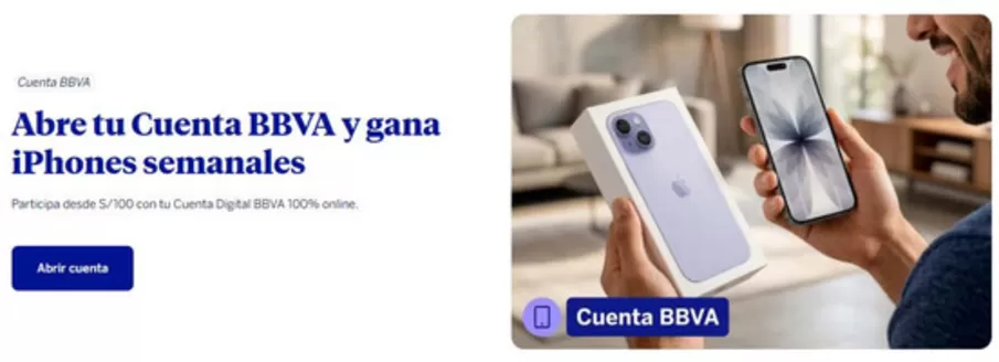 Catálogo BBVA en Motupe | Abre tu cuenta BBVA y gana Iphones semanales  | 2026-06-25T00:00:00.000Z - 2026-07-18T00:00:00.000Z