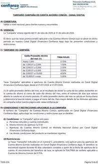 Catálogo Financiera Confianza en Cajamarca | Tarifario campana de cuenta ahorro | 2026-07-02T00:00:00.000Z - 2026-08-31T00:00:00.000Z