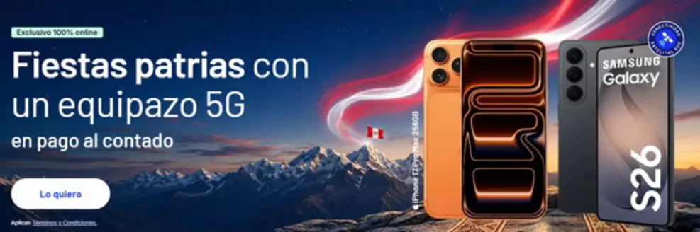 Catálogo Entel | Fisestas patrias con un equipazo 5G en pago al contado | 2026-07-06T00:00:00.000Z - 2026-07-31T00:00:00.000Z
