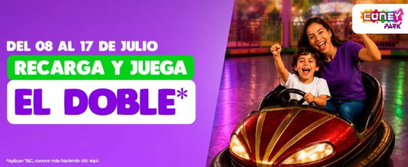 Catálogo Coney Park en Lurín | Recarga y juega el doble | 2026-07-09T00:00:00.000Z - 2026-07-17T00:00:00.000Z