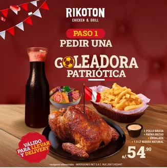 Catálogo Rikoton Chicken en Lima | Goleadora patriotica | 2026-07-09T00:00:00.000Z - 2026-07-31T00:00:00.000Z