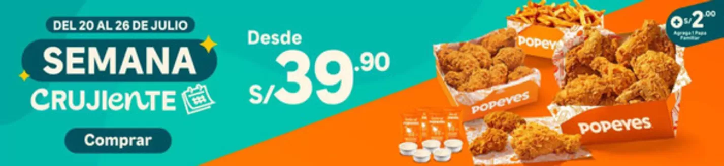 Catálogo Popeyes | Semana crujiente | 2026-07-21T00:00:00.000Z - 2026-07-26T00:00:00.000Z
