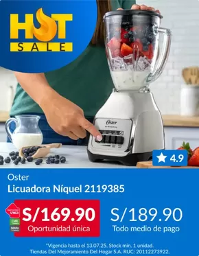 Catálogo Sodimac en Sullana | Licuadora Niquel  | 2025-07-07T00:00:00.000Z - 2025-07-13T00:00:00.000Z