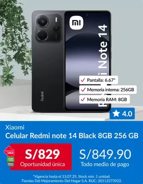 Catálogo Sodimac en Sullana | Celular Redmi  | 2025-07-07T00:00:00.000Z - 2025-07-13T00:00:00.000Z