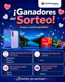 Catálogo Caja Metropolitana | Ganadores del sorteo! | 2026-07-22T00:00:00.000Z - 2026-08-22T00:00:00.000Z