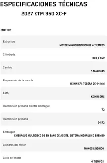 Catálogo KTM en Lurín | 2027 ktm 350 xc f | 2026-07-23T00:00:00.000Z - 2026-08-06T00:00:00.000Z