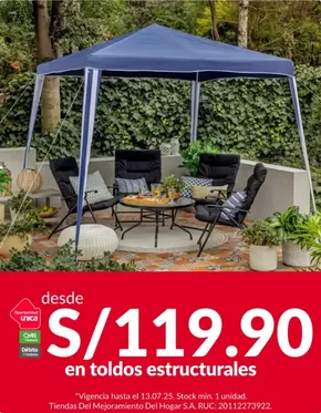 Catálogo Sodimac en Sullana | Toldo estructurales  | 2025-07-08T00:00:00.000Z - 2025-07-13T00:00:00.000Z