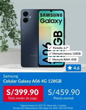 Catálogo Sodimac en Cusco | Celular Galaxy  | 2025-07-09T00:00:00.000Z - 2025-07-13T00:00:00.000Z