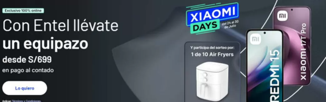 Catálogo Entel | Xiaomi days | 2026-07-27T00:00:00.000Z - 2026-07-30T00:00:00.000Z