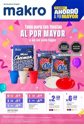 Catálogo Makro en Arequipa | Todo para tus fiestas al por mayor  | 2025-07-31T00:00:00.000Z - 2025-08-17T00:00:00.000Z