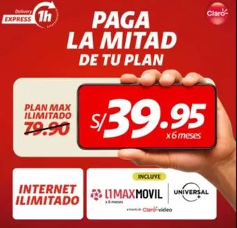 Catálogo Claro en Tumbes | Paga la mitad de tu plan | 2026-08-13T00:00:00.000Z - 2026-08-31T00:00:00.000Z
