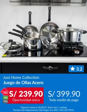 Catálogo Sodimac en Lima | Juego de ollas acero  | 2025-08-05T00:00:00.000Z - 2025-08-10T00:00:00.000Z