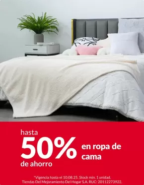 Catálogo Sodimac en Lima | Hasta50% en ropa de cama | 2025-08-05T00:00:00.000Z - 2025-08-10T00:00:00.000Z