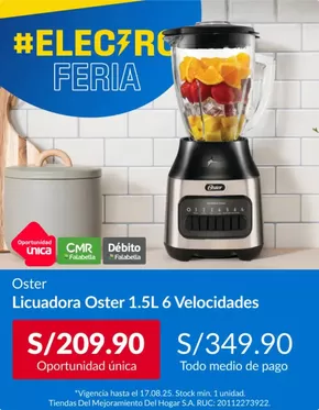 Catálogo Sodimac en Lima | Licuadora Oster  | 2025-08-12T00:00:00.000Z - 2025-08-17T00:00:00.000Z