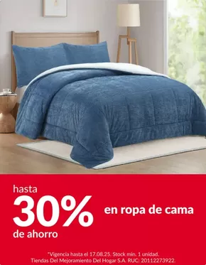 Catálogo Sodimac en Lima | Hasta 30% en ropa de cama | 2025-08-12T00:00:00.000Z - 2025-08-17T00:00:00.000Z