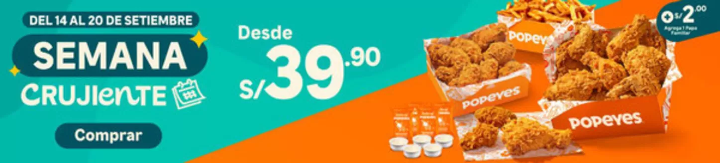Catálogo Popeyes | Semana crujiente | 2026-09-16T00:00:00.000Z - 2026-09-20T00:00:00.000Z
