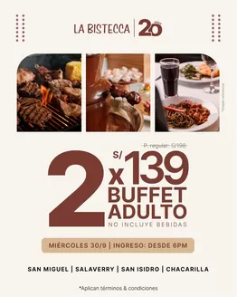 Catálogo La Bistecca | 2x 139 buffet adulto | 2026-09-29T00:00:00.000Z - 2026-09-30T00:00:00.000Z