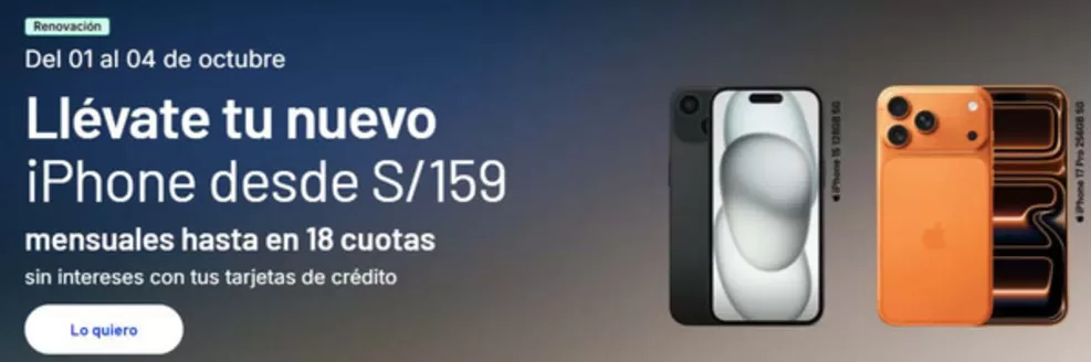 Catálogo Entel en Chiclayo | Llevate tu nuevo iphone desde S/159 | 2026-10-01T00:00:00.000Z - 2026-10-04T00:00:00.000Z