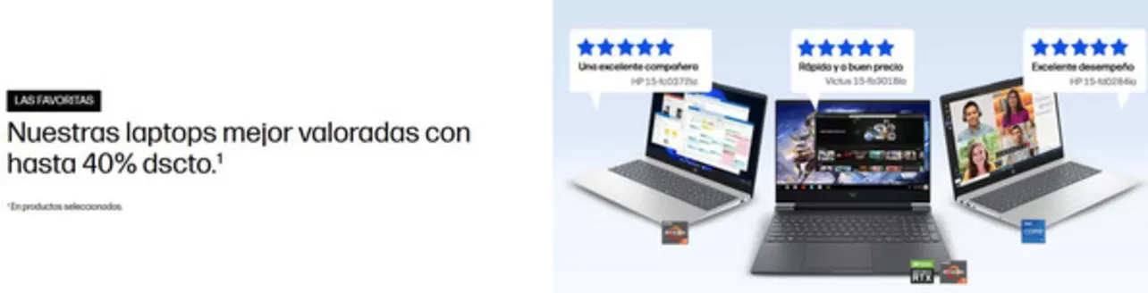 Catálogo HP | Nuestras laptops mejor valorados con hasta 40%dscto | 2026-10-02T00:00:00.000Z - 2026-10-31T00:00:00.000Z