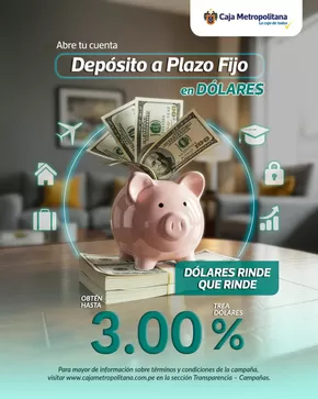 Catálogo Caja Metropolitana en Santa Clara | Deposito a plazo fijo en dolares | 2025-09-16T00:00:00.000Z - 2025-09-27T00:00:00.000Z