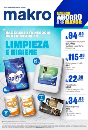 Catálogo Makro en Lima | Especial Limpieza Vig#20 | 2025-09-26T00:00:00.000Z - 2025-10-10T00:00:00.000Z