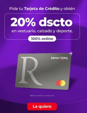 Catálogo Banco Ripley en Punchana | 20%dscto en vestuario calzado y deporte  | 2025-09-30T00:00:00.000Z - 2025-10-12T00:00:00.000Z