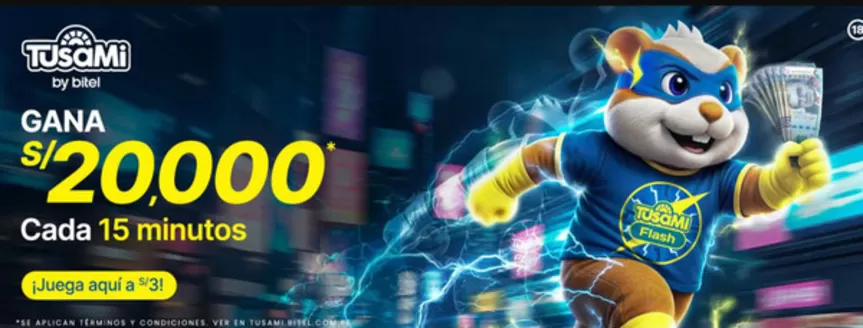Catálogo Bitel | Gana S/20.000 cada 15 minutos  | 2025-10-30T00:00:00.000Z - 2025-11-16T00:00:00.000Z