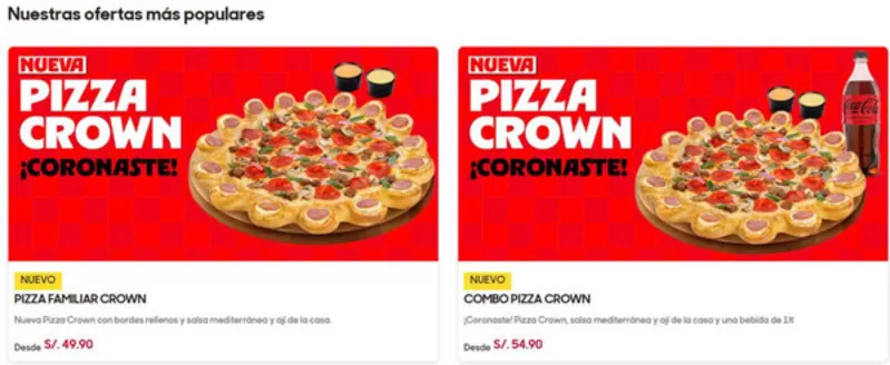 Catálogo Pizza Hut en Chiclayo | Nueva pizza crown | 2025-11-17T00:00:00.000Z - 2025-11-30T00:00:00.000Z