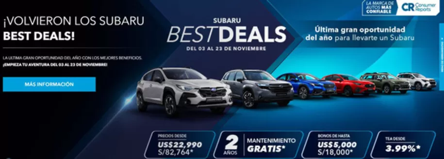 Catálogo Subaru en Lima | Best Deals! | 2025-11-21T00:00:00.000Z - 2025-11-23T00:00:00.000Z