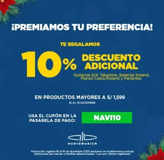 Catálogo Audiomusica en Piura | Premiamos tu prefernecia! | 2025-12-17T00:00:00.000Z - 2025-12-18T00:00:00.000Z