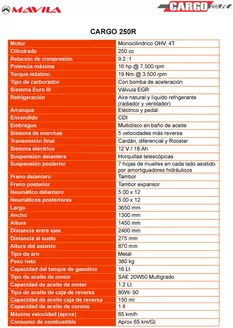 Catálogo Mavila | CARGO 250R | 2026-01-16T00:00:00.000Z - 2026-11-30T00:00:00.000Z