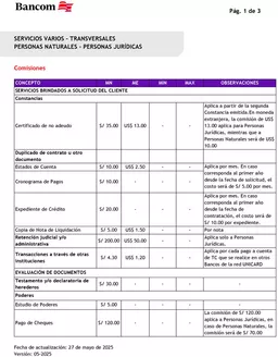 Catálogo Bancom en Chancay | SERVICIOS VARIOS TRANSVERSALES | 2026-01-30T00:00:00.000Z - 2026-12-31T00:00:00.000Z