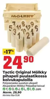 Original -  Mölkky pihapeli puulaatikossa koivukapuloilla