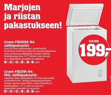FB3095-94 säiliöpakastin, FB3191-94 säiliöpakastin